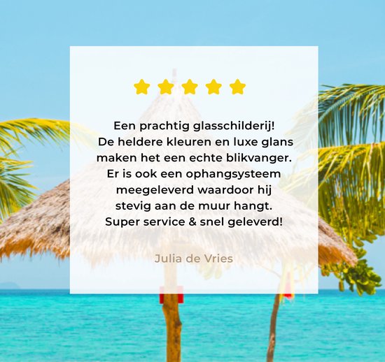 Peinture sur verre - Plage avec palmiers et transats - 80x40 cm - Peintures sur Verre Peintures - Photo sur Glas