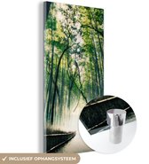 MuchoWow® Glasschilderij 80x160 cm - Schilderij acrylglas - Bamboebos in Arashiyama in Japan - Foto op glas - Schilderijen