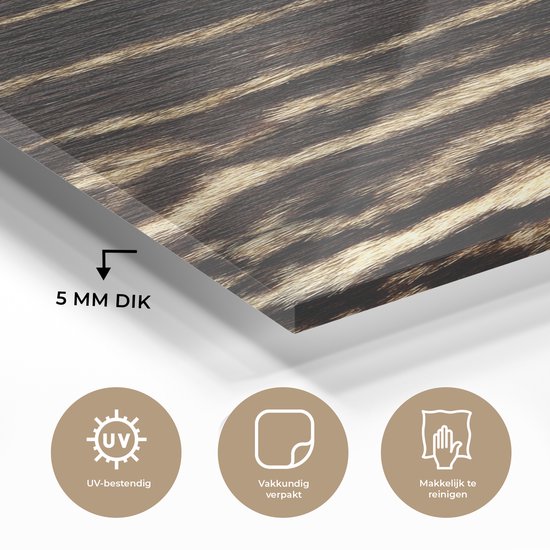 MuchoWow® Glasschilderij 80x120 cm - Schilderij acrylglas - Vacht - Dieren - Bruin - Foto op glas - Schilderijen