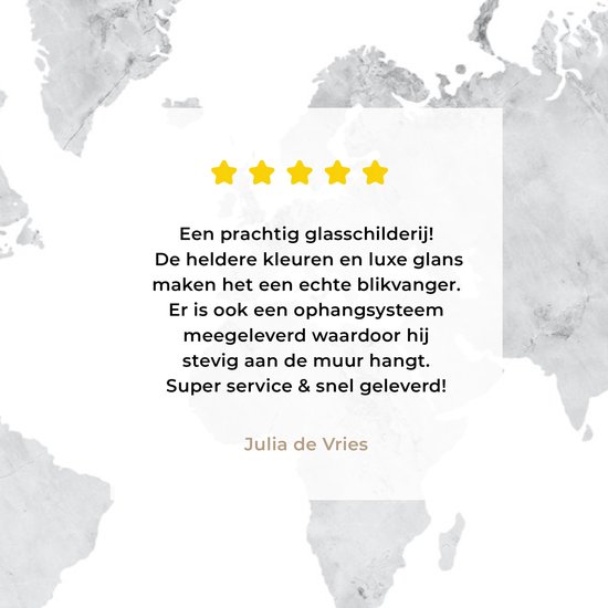Peinture sur Verre - Carte du Wereldkaart - Grijs - Marbre - 60x40 cm - Peintures sur Verre Peintures - Photo sur Glas