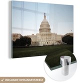 MuchoWow® Glasschilderij 120x80 cm - Schilderij acrylglas - Voorkant van het Capitool in Capitol Hill in Washington - Foto op glas - Schilderijen
