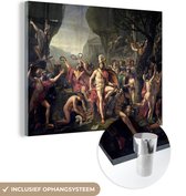 MuchoWow® Glasschilderij 120x90 cm - Schilderij acrylglas - Leonidas bij Thermopylae - Schilderij van Jacques-Louis David - Foto op glas - Schilderijen