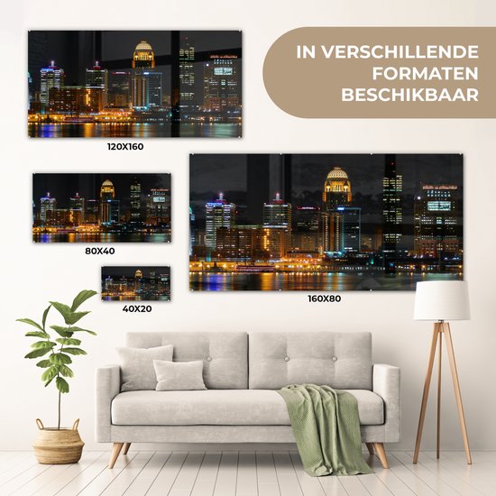 La vie nocturne de Louisville dans l'état du Kentucky Plexiglas 80x40 cm - Tirage photo sur Glas (décoration murale plexiglas)