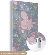 MuchoWow® Glasschilderij 40x60 cm - Schilderij acrylglas - Sokken - Octopus - Patroon - Foto op glas - Schilderijen