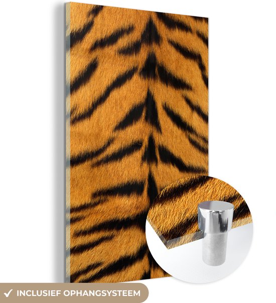 MuchoWow® Glasschilderij 120x180 cm - Schilderij acrylglas - Vacht - Tijger - Dieren - Foto op glas - Schilderijen