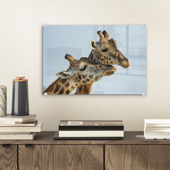 Peinture sur Verre - Girafes - Animaux - Ciel - 30x20 cm - Peintures Plexiglas