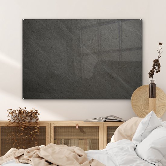 MuchoWow® Peinture sur Verre - Impression Granit - Motif - Grijs - 120x80 cm - Peintures sur Verre Peintures - Photo sur Glas