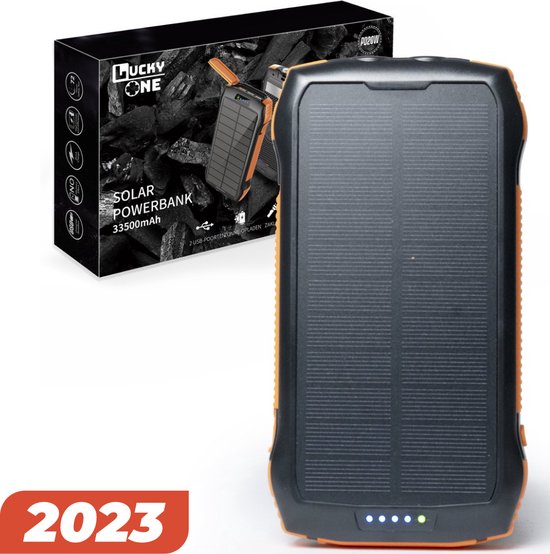 Lucky One solar powerbank 33500 mAh – oranje – fast wireless charging
