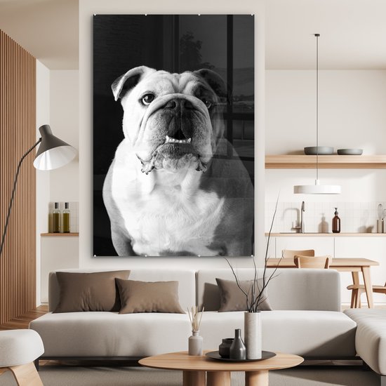 Peinture sur verre - un Bouledogue Anglais - noir et blanc - 120x180 cm - Peintures sur Verre Peintures - Photo sur Glas