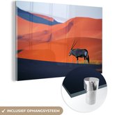 MuchoWow® Glasschilderij 60x40 cm - Schilderij acrylglas - Een oryx bij de Afrikaanse Sossusvlei in Namibië - Foto op glas - Schilderijen