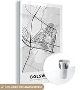 MuchoWow® Glasschilderij 40x60 cm - Schilderij acrylglas - Stadskaart - Bolsward - Grijs - Wit - Foto op glas - Schilderijen - Plattegrond