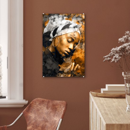 Peinture sur verre - Femme - Abstrait - Foulard - 40x60 cm - Peintures Plexiglas