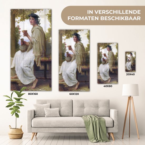 Peinture sur Verre - Bacchante - Peinture de William-Adolphe Bouguereau - 80x160 cm - Peintures sur Verre Peintures - Photo sur Glas