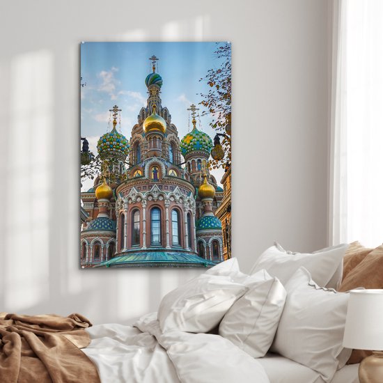 MuchoWow® Peinture sur verre 80x120 cm - Peinture sur verre acrylique - Saint-Pétersbourg - Cathédrale - Architecture - Photo sur verre - Peintures
