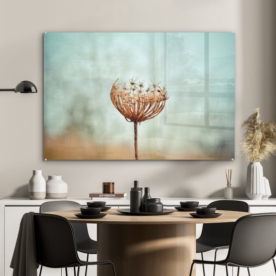 ® Glasschilderij 90x60 cm - Schilderij acrylglas - Verenigd Koninkrijk - Paardenbloem - Zaadjes - Foto op glas - Muurdecoratie woonkamer - Wanddecoratie slaapkamer - Schilderijen