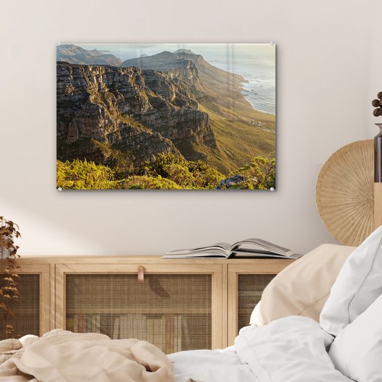 Montagnes avec le littoral des douze apôtres au Cap Plexiglas 60x40 cm - Tirage photo sur Glas (décoration murale en plexiglas)