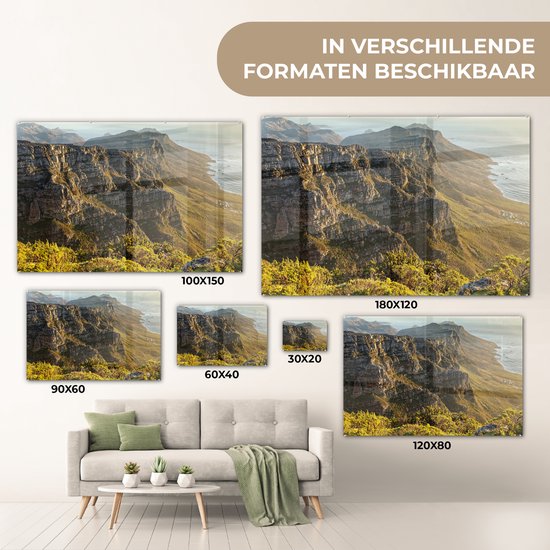 Montagnes avec le littoral des douze apôtres au Cap Plexiglas 60x40 cm - Tirage photo sur Glas (décoration murale en plexiglas)