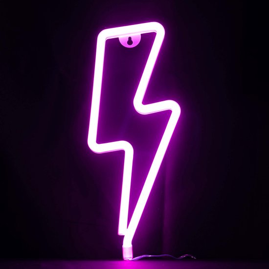 Wandlamp - Neon Verlichting Bliksem Roze - Neon lamp - Neon Wandlamp - Ophangen mogelijk - Sfeerverlichting - Neon LED Lamp - Verlichting