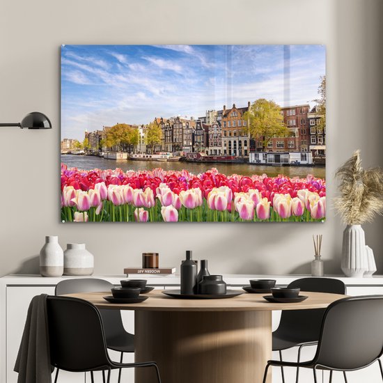 Peintures sur Verre - Skyline - Canaux - Amsterdam - 120x80 cm - Peintures Plexiglas
