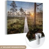 MuchoWow® Glasschilderij 60x40 cm - Schilderij acrylglas - Bos - Moeras - Boom - Foto op glas - Schilderijen