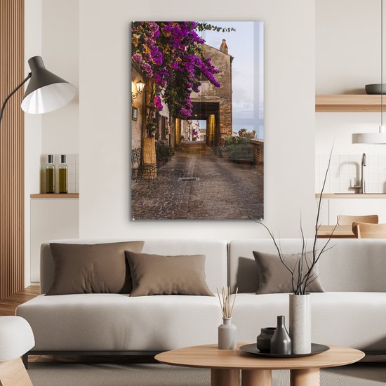 Peinture sur Verre - Italie - Fleurs - Rue - 60x90 cm - Peintures sur Verre Peintures - Photo sur Glas