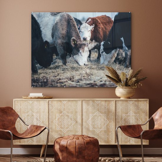 MuchoWow® Peinture sur Verre - Animaux - Vache - Ferme - 120x90 cm - Peintures sur Verre Acrylique - Photo sur Glas