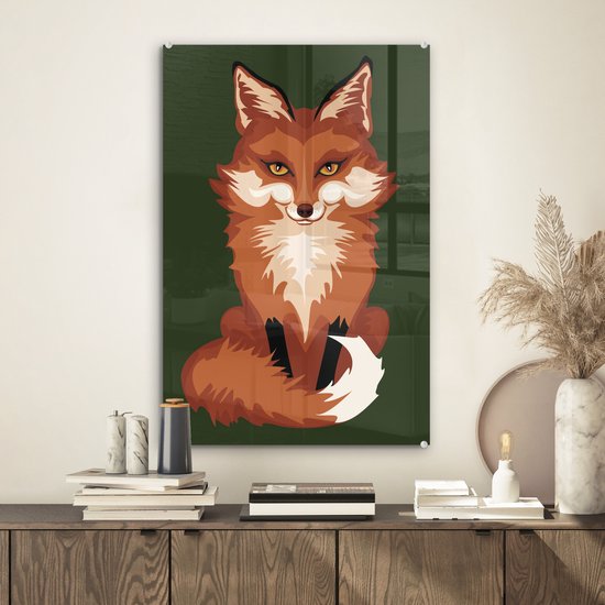 Peinture sur Verre - Renard - Vert - 40x60 cm - Peintures sur Verre Peintures - Photo sur Glas