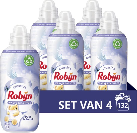 Robijn Classics Puur & Zacht Wasverzachter - 4 x 33 wasbeurten - Voordeelverpakking