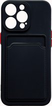 Casemania Hoesje voor Apple iPhone 13 Pro Max Zwart - Siliconen Back Cover met Kaarthouder