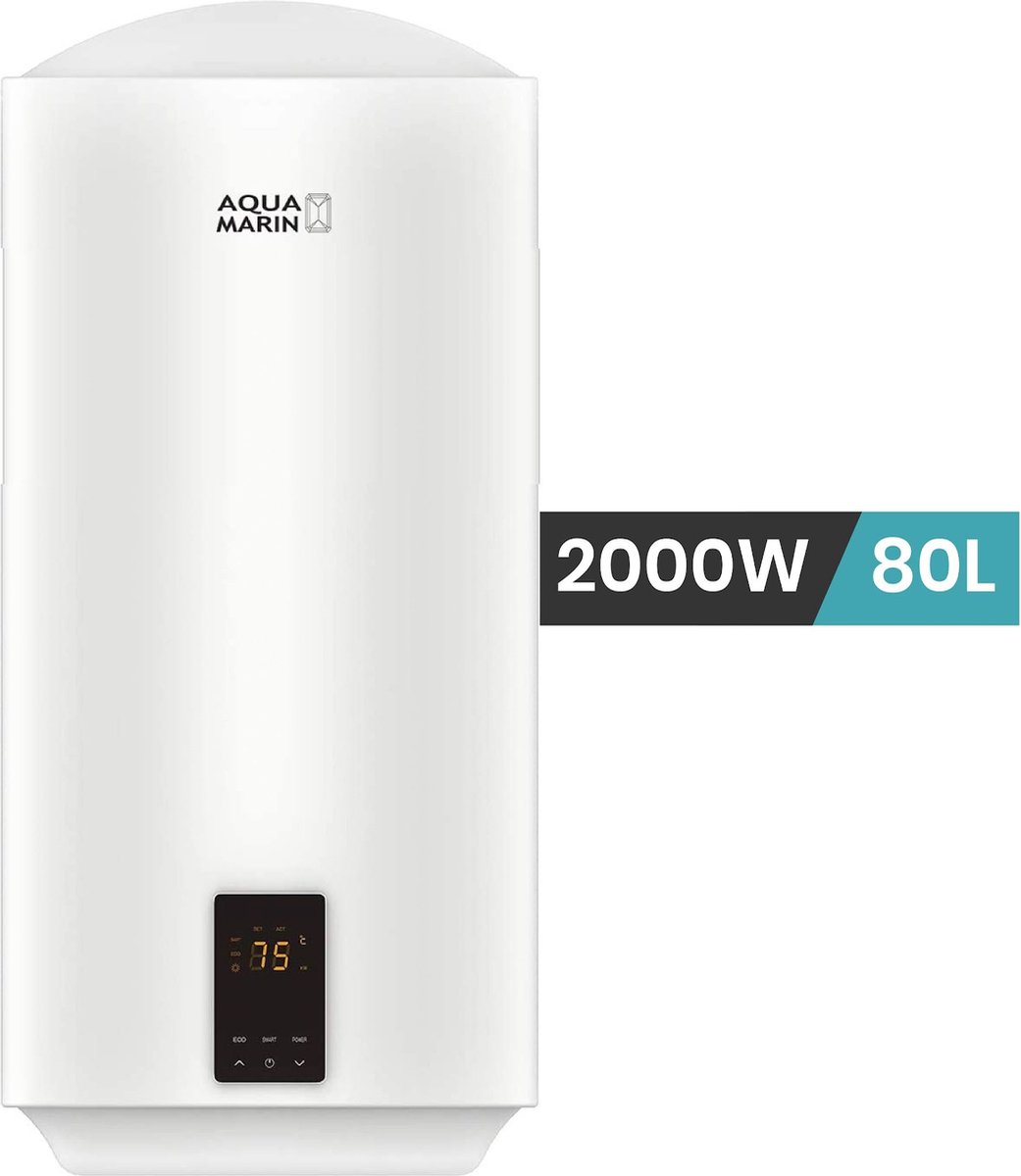 Aquamarin Boiler Elektrische boiler 80 liter Waterboiler Waterverwarmer SMART Met ingebouwde thermometer Antikalk 2000W 23 3 kg Wit H 100 5 cm x B 41 cm
