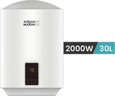 Aquamarin - Chaudière - Chaudière électrique - Chaudière 30 litres - Chauffe-eau - Chauffe-eau - SMART - Avec thermomètre intégré - Anticalcaire - 2000W - 12,9 kg - Wit - H 54,3 cm x L 38 cm