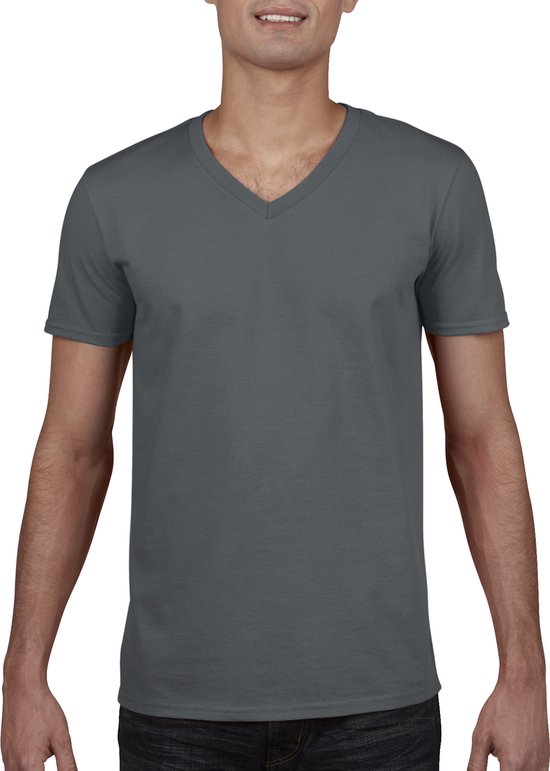 Herenshirt Softstyle® V-Neck merk Gildan Charcoal Grijs - XL