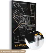 MuchoWow® Peinture sur Verre - Klazienaveen - Carte - Black and Gold et Or - Carte de la Ville - Carte - 120x180 cm - Peintures sur Verre Acrylique - Photo sur Glas