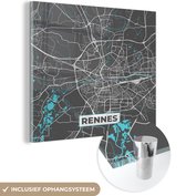 MuchoWow® Tableau sur Verre - Rennes - France - Carte - Plan de Ville - Carte - 90x90 cm - Peintures sur Verre Acrylique - Photo sur Glas