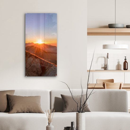 MuchoWow® Peinture sur verre - Berg - Paysage - Soleil - 40x80 cm - Peintures sur verre acrylique - Photo sur Glas