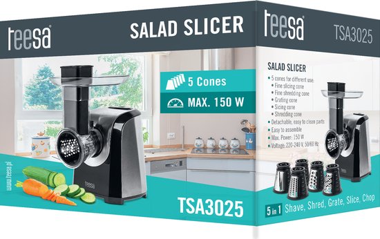 Teesa TSA3025 - Elektrische Snijmachine 5 raspen, 150W, - snel en veilig snijden!, van Merkloos — afbeelding 3