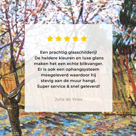 MuchoWow® Peinture sur Verre - Pêcher en Fleurs - Vincent van Gogh - 160x80 cm - Peintures sur Verre Acrylique - Photo sur Glas