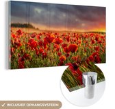 Peinture sur Verre - Coucher de Soleil dans un Champ de Coquelicots - 160x80 cm - Peintures sur Verre Peintures - Photo sur Glas