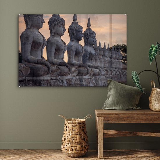 MuchoWow® Peinture sur Verre - Images de Bouddha en Thaïlande - 120x80 cm - Peintures sur Verre Acrylique - Photo sur Glas