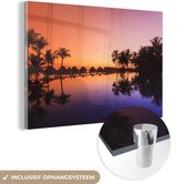 MuchoWow® Glasschilderij 30x20 cm - Schilderij acrylglas - Prachtige lucht boven Bora Bora - Foto op glas - Schilderijen