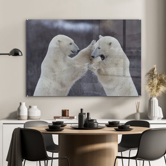 Peinture sur Verre - Ours Polaires - Jouant - 90x60 cm - Peintures sur Verre Peintures - Photo sur Glas