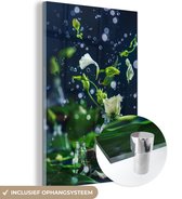 MuchoWow® Glasschilderij 120x180 cm - Schilderij acrylglas - Druppel - Rozen - Bloemen - Foto op glas - Schilderijen