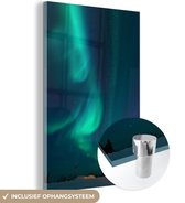 MuchoWow® Glasschilderij 20x30 cm - Schilderij acrylglas - Noorderlicht - Sterrenhemel - IJs - Foto op glas - Schilderijen