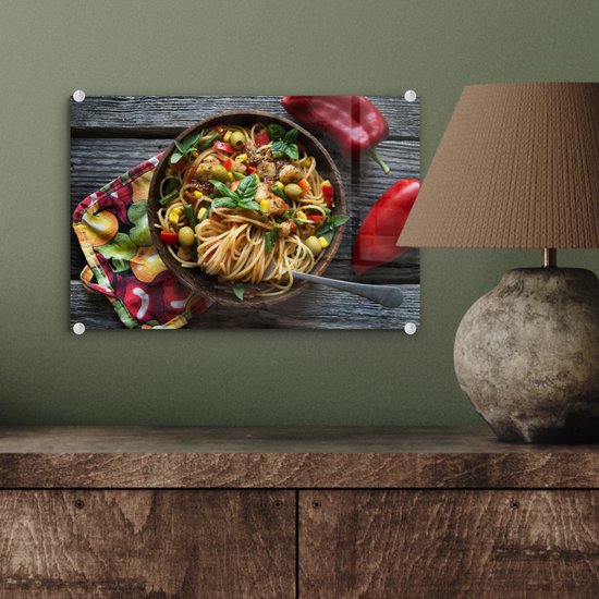 Peinture sur Verre - Pâtes - Légumes - Italien - 30x20 cm - Peintures sur Verre Peintures - Photo sur Glas