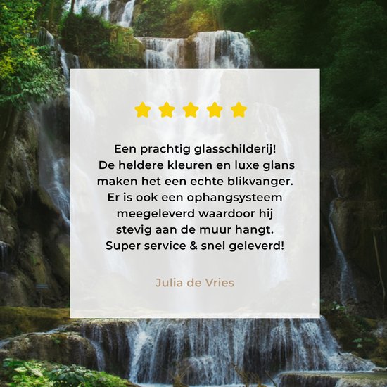 MuchoWow® Peinture sur verre 30x20 cm - Peinture sur verre acrylique - Cascade - Soleil - Arbres - Photo sur verre - Peintures