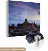 MuchoWow® Glasschilderij 20x20 cm - Schilderij acrylglas - Indonesië - Wolk - Architectuur - Foto op glas - Schilderijen