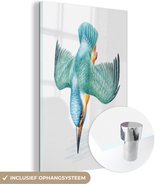 MuchoWow® Glasschilderij 40x60 cm - Schilderij acrylglas - Vogel - Veren - Waterverf - Foto op glas - Schilderijen