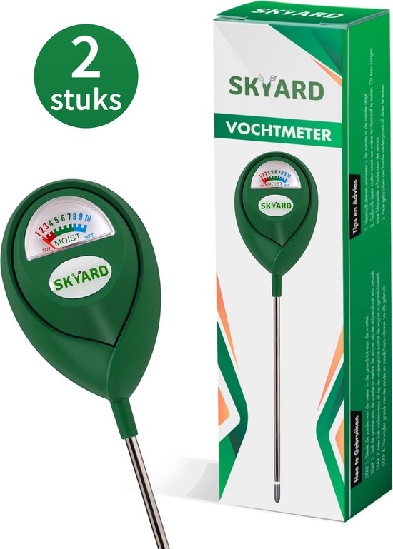 SKYARD® 2 Stuks Groen Vochtmeter voor Planten - Vochtigheidsmeter - Binnen en Buiten - Watermeter Voor Kamerplanten - Vochtmeter Grond - Tuinartikelen