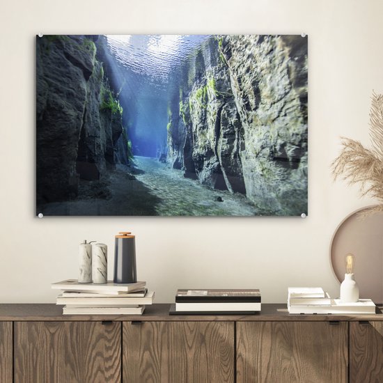 Rocks under water Glas 60x40 cm - Tirage photo sur Glas (décoration murale en plexiglas)