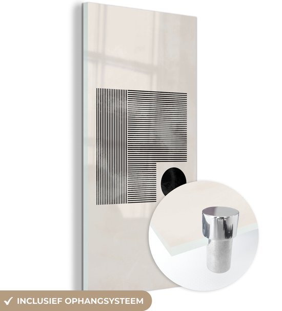 MuchoWow® Glasschilderij 20x40 cm - Schilderij acrylglas - Vierkant - Minimalisme - Abstract - Foto op glas - Schilderijen